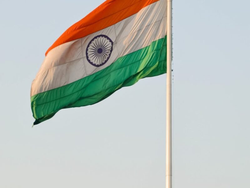 waving flag under the blue sky